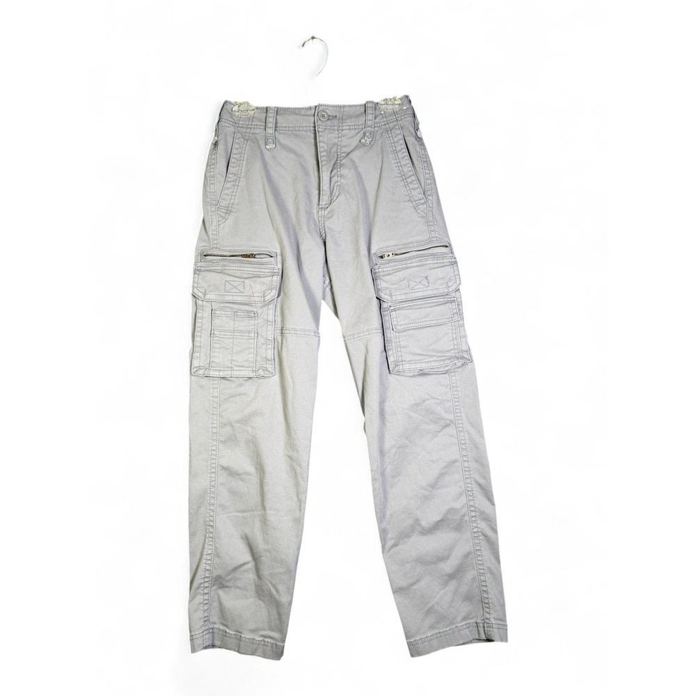 Hollister Mens Loose Fit Cargo Pants Light Grey Utility W28 L30 Streetwear Y2K
